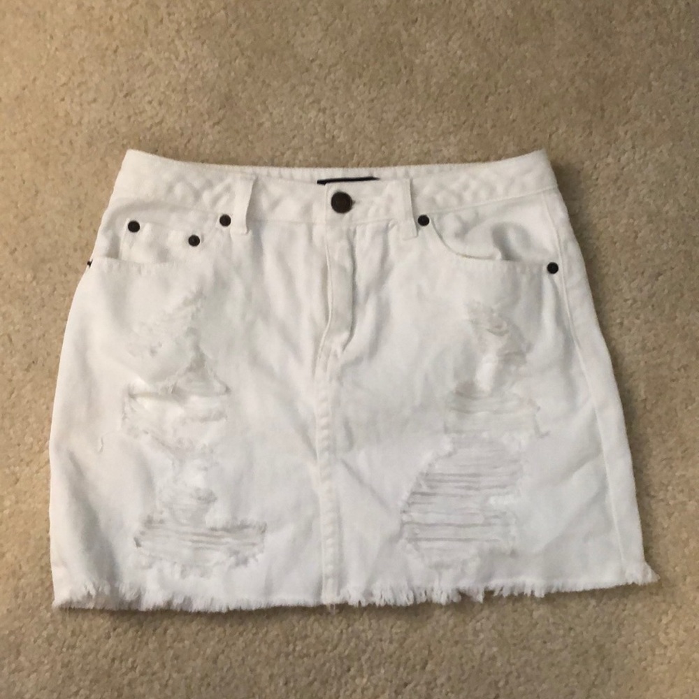 White jean skirt